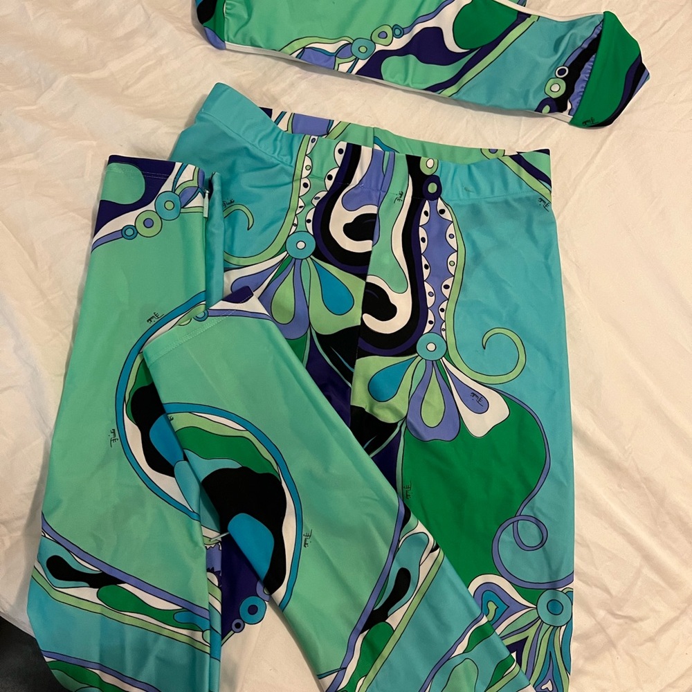 Colorful Abstract Print Pants and Bandeau Top Set